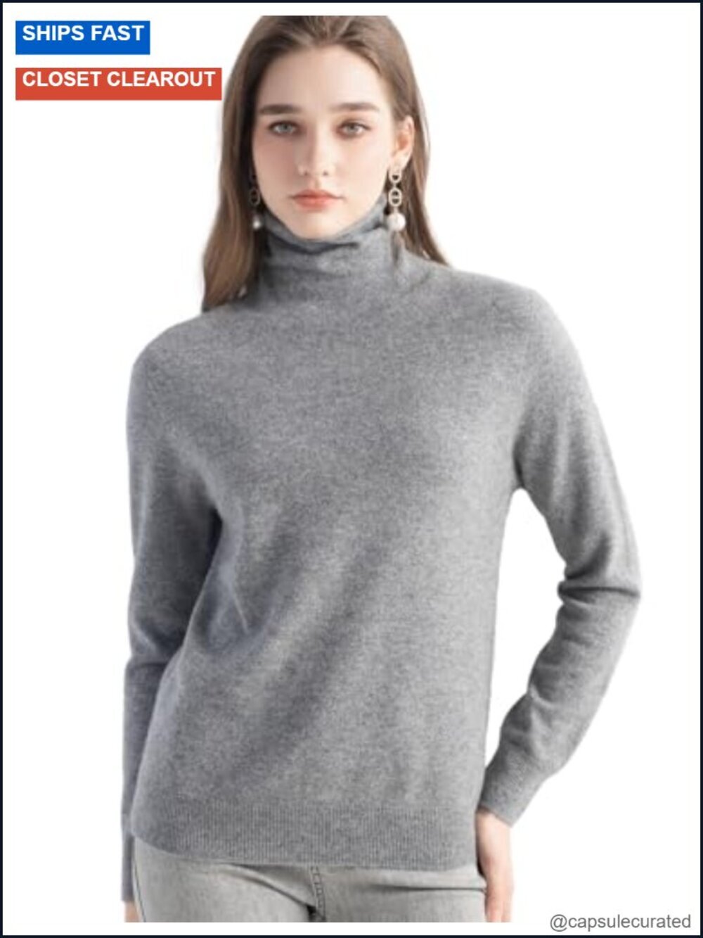 100% Pure Cashmere Women's Turtleneck Sweater Long Sleeve Pullover Warm Knit